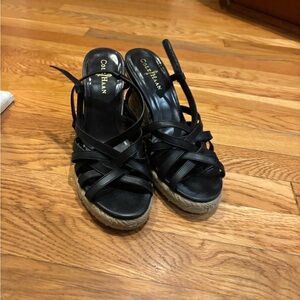 Cole Haan Women's Black Espadrille Sandals Wedges